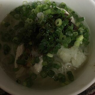 ネギだくしっとり鶏胸肉あったか素麺